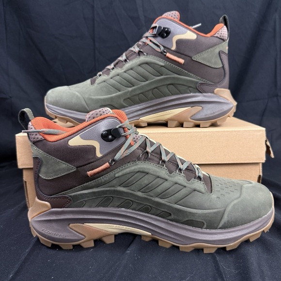 Merrell Men\'s Moab Speed 2 Leather Mid Size 8.5 Waterproof Hiking Boots Green main image 9
